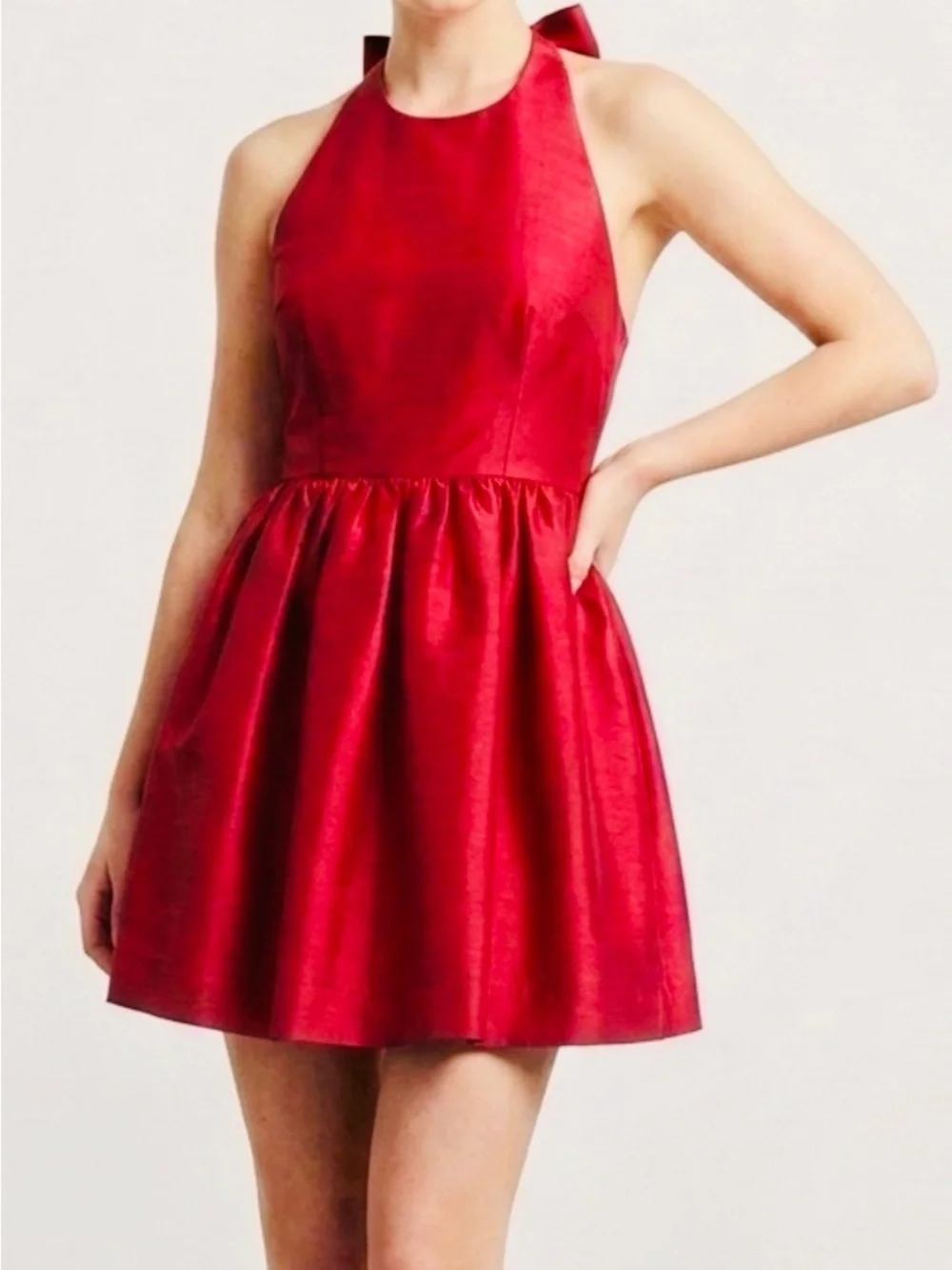 Kate Spade Red Dupioni Silk Style Halter Mini Dress Size 6